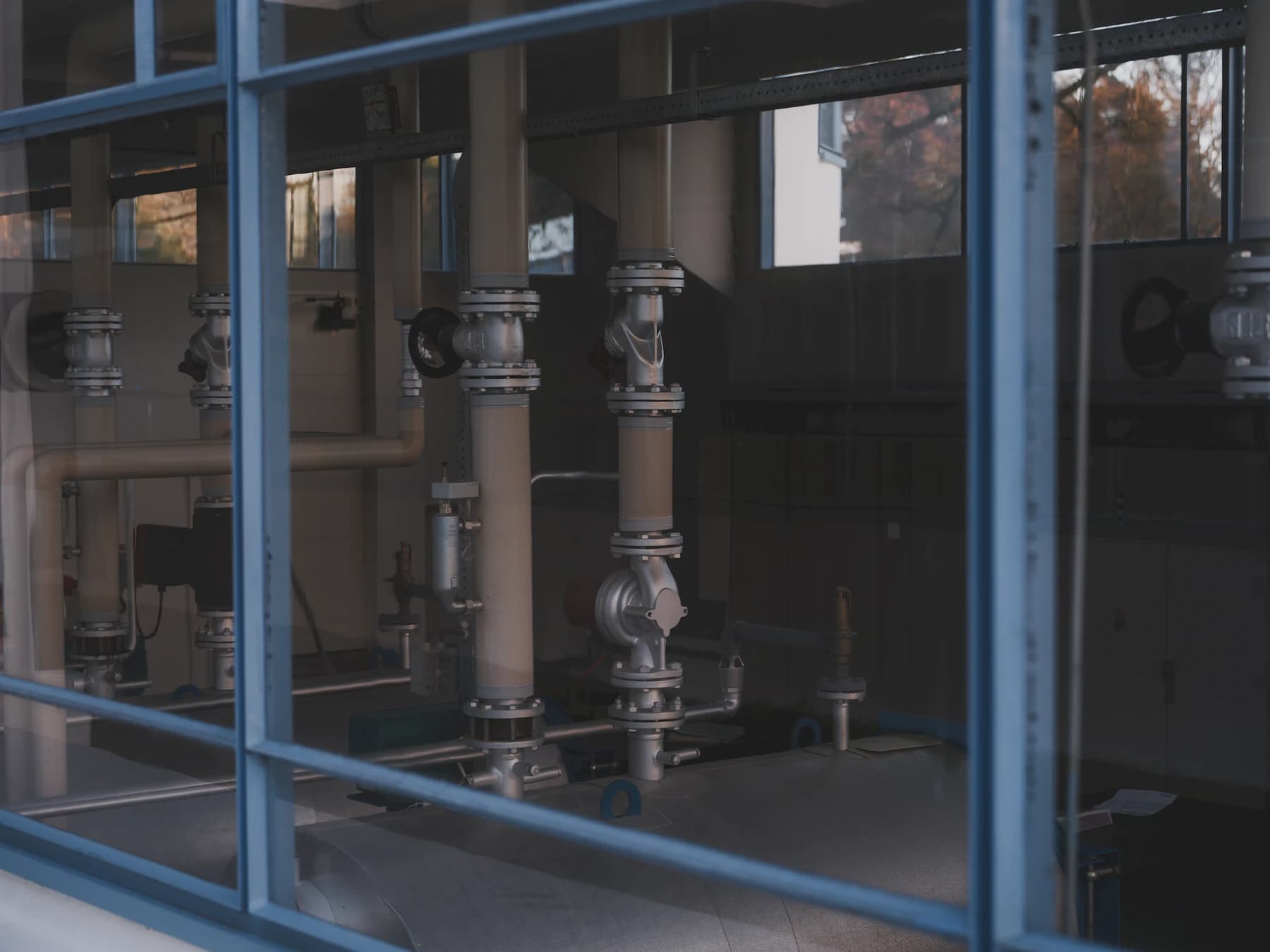 Industrial process piping inside a manufacturing facility